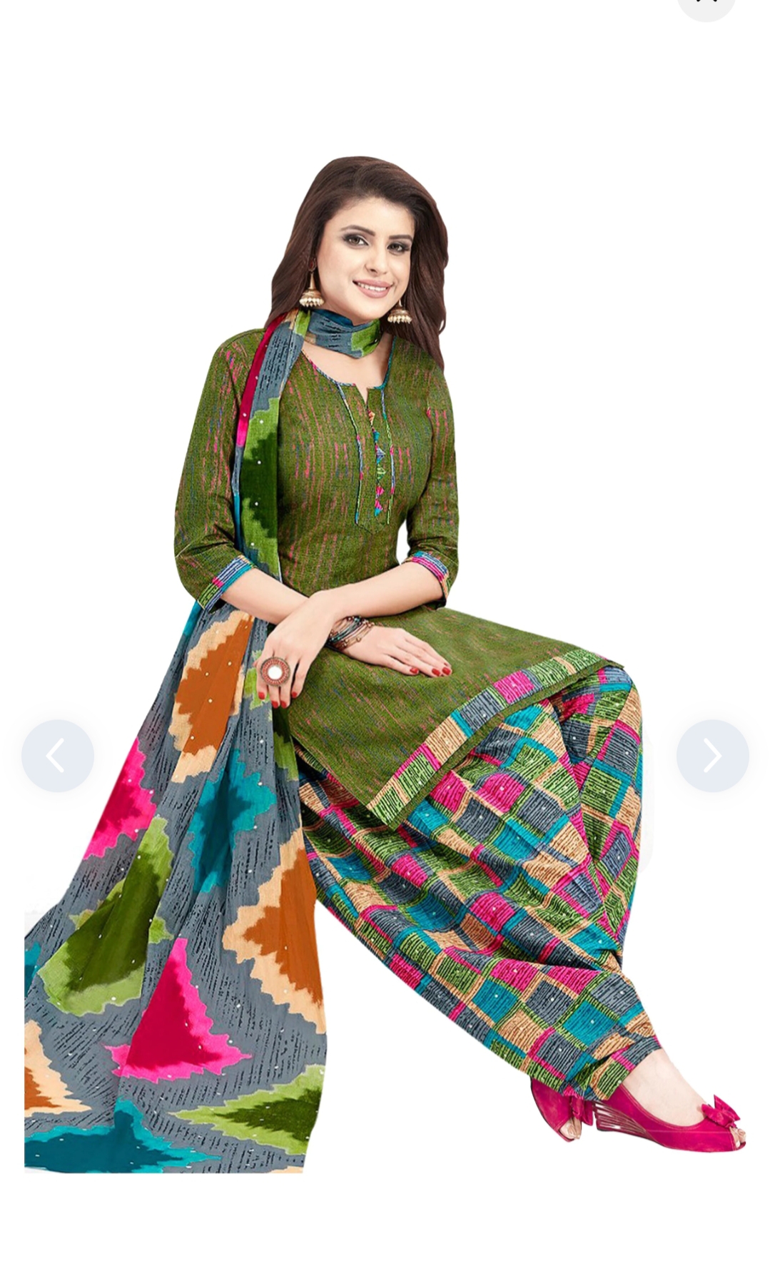 Rajnandini Green Unstich Suit With Duppata