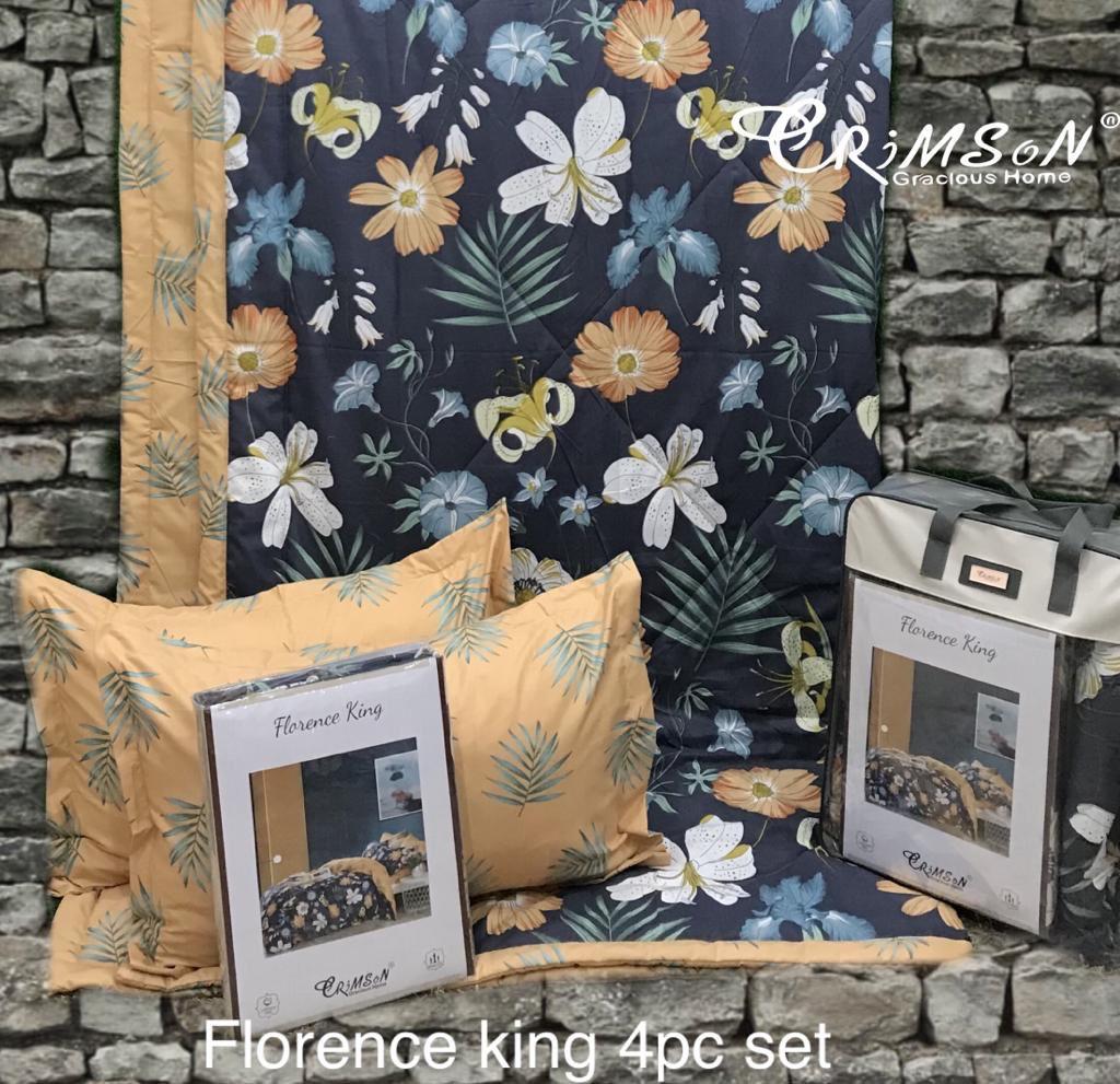 Florence King Size Flower Printed Mix Bedsheet Set