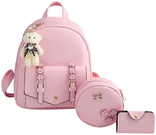 Salebox Fashion Girls 3-pcs Fashion Cute Mini Leather Backpack Sling & Pouch Set