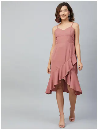 Marie Claire Peach Solid Wrap Dress