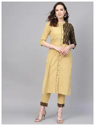 Rajnandini Cotton Blend Green Floral Stitched Suits